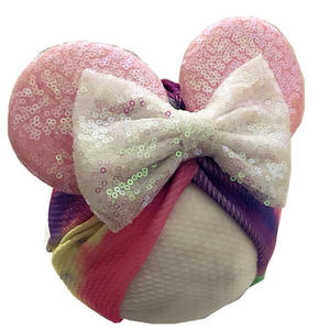 Vente en gros de chapeau bébé souris à pois Turban indien pour fille avec nœud papillon à paillettes pour bébé Cartoon <span class=keywords><strong>Mickey</strong></span> Heart Christmas Checker Hat - Product Image 3