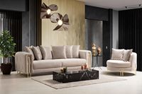 Ensemble de canapés en tissu de luxe léger, velours, 1 à 3 places, structure en acier inoxydable nid d'abeille, pour salon, maison, hôtel
