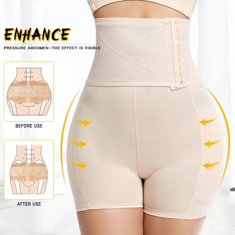 Tummy kiểm soát hip Dip và Butt Enhancer Padding mông nâng lên BBL Shapewear quần short Boyshorts cao Eo Giảm béo cơ thể Shaper