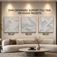 Triptyque mural 3D en PVC multicoque à facettes diagonales gris blanc pur, cadre argenté, pour salle à manger d'hôtel, mur d'accentuation, personnalisable en gros