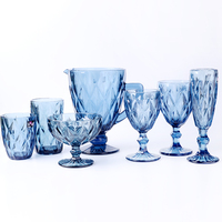 Verres à vin rétro en verre de 17 cm, motif diamant, capacité 320 ml, couleurs unies, logo personnalisé, pour mariage, décoratifs, fabriqués à la machine, vente en gros