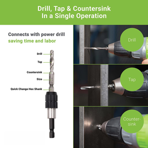 Kit de perçage et de taraudage Yudong DTAPKIT pour métal, perçage, taraudage et ébavurage en une seule étape, 6-32 à 1/4-20, ensemble de 6 pièces - Product Image 3