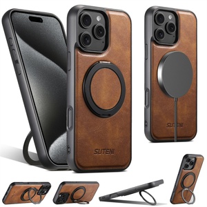 Funda de Cuero de Lujo con Soporte para Teléfono Celular, con Base, para iPhone 11 12 13 14 15 16 17 Pro Max, Funda de Cuero Personalizada - Product Image 1