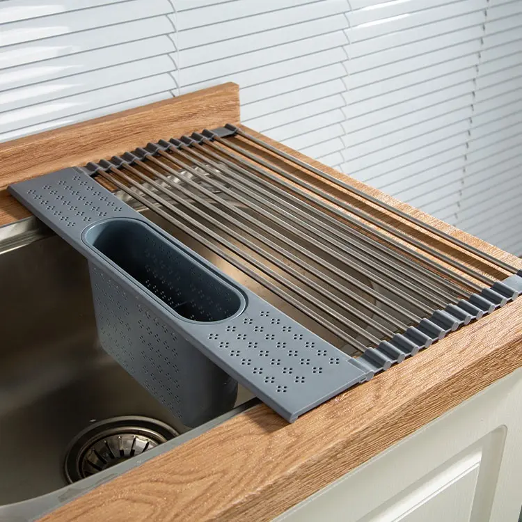 Gloway 4 Different Spec. Stainless Steel Dish Drainer Rollable Rack Expandable Roll Up Dish Drying Rack Over The Sink Kitchen