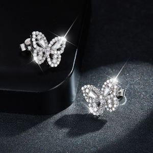 Boucles d'oreilles papillon en moissanite pour femmes, bijoux de qualité supérieure, argent, tendance - Product Image 2