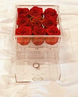 Boîte à fleurs transparente en acrylique, coffret cadeau de luxe personnalisé avec tiroir, vente en gros