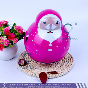 Caja de hojalata con forma de vaso Roly-poly Santa Muñeco de nieve Navidad Tin Prink Color - Product Image 5