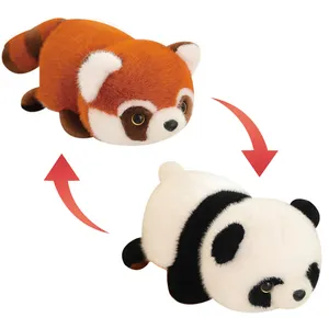 New Design Plush Panda Transform into Raccoon Toys Reversible Panda Stuffed Animal Dolls Pretty Gift for Kids