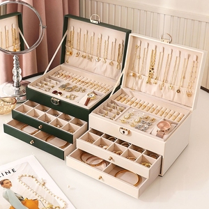 Boîtes de rangement pour bijoux en <span class=keywords><strong>cuir</strong></span> PU rectangulaires modernes personnalisées, de <span class=keywords><strong>luxe</strong></span>, avec diamants, pour femmes, pour ranger des bagues, des colliers et des bracelets - Product Image 3