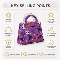 Bolsa de Fieltro Reutilizable Ecológica de Fábrica en Oferta, Bolsa de Mano Portátil para Niños, Bolsa de Almacenamiento para Dulces de Halloween