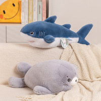 Coussin en peluche pour enfants, décoration de canapé, animal marin apaisant, adorable jouet en peluche souple Requin et Phoque