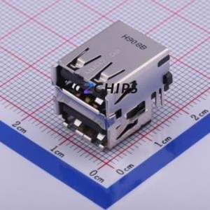 UB11123-8Z4-7F USB Connector Bent Lead Through Hole Connector Type-A USB 2.0 Female Right Angle Insert - Product Image 1