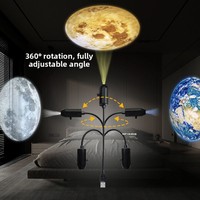 Projecteur USB Lampe Lune à intensité variable, Veilleuse de projection créative avec diapositives, Lumière de lune pour Noël, Fêtes, Chambre et Décoration intérieure