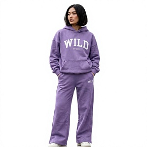 Women's Hooded Tracksuit Set Cotton Sweatshirt and Jogger Pants Casual Fall Outfit Ladies Two Piece <b>Hoodie</b> and Pants Set - Product Image 1