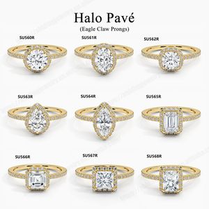 <span class=keywords><strong>Anello</strong></span> di Fidanzamento in Argento Sterling S925 con Moissanite <span class=keywords><strong>da</strong></span> <span class=keywords><strong>1</strong></span> <span class=keywords><strong>Carato</strong></span> per Donne, Color Oro, Forma Unica, Stile Europeo e Americano - Product Image 1