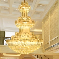 Hauteur réglable maison Villa lustre en cristal grand salon rotatif Double couche creux escalier maison Villa cristal