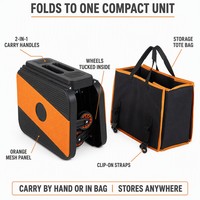 Chariot de camping pliable 3 en 1, chariot utilitaire, capacité 80 kg, pliable et repliable avec poignée télescopique pour utilisation en extérieur