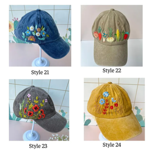 Casquette de baseball en denim unisexe personnalisable vente en gros broderie florale chapeau vintage de haute qualité femmes tissu imperméable - Product Image 6