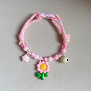 Colliers mignons pour chats et chiens, colliers pour animaux de compagnie, cordes tressées avec petites fleurs, peluches Bichon Frisé et Teddy aux couleurs dopamine - Product Image 3