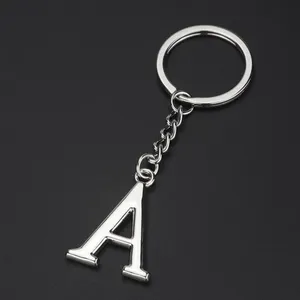 Custom Metal DIY A-Z Letters keyChain Silver Color Car Key Ring Women Charm Gift 26 Letters Key chain Party Gift Key Ring