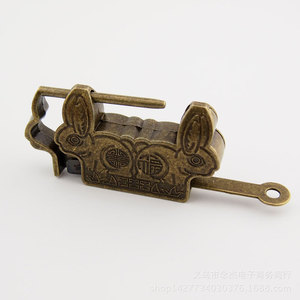 Rabbit Shaped Chinese Mini Antique Lock Brass Horizontal Opening Furniture Lock For Jewelry Box Durable Design - Product Image 3