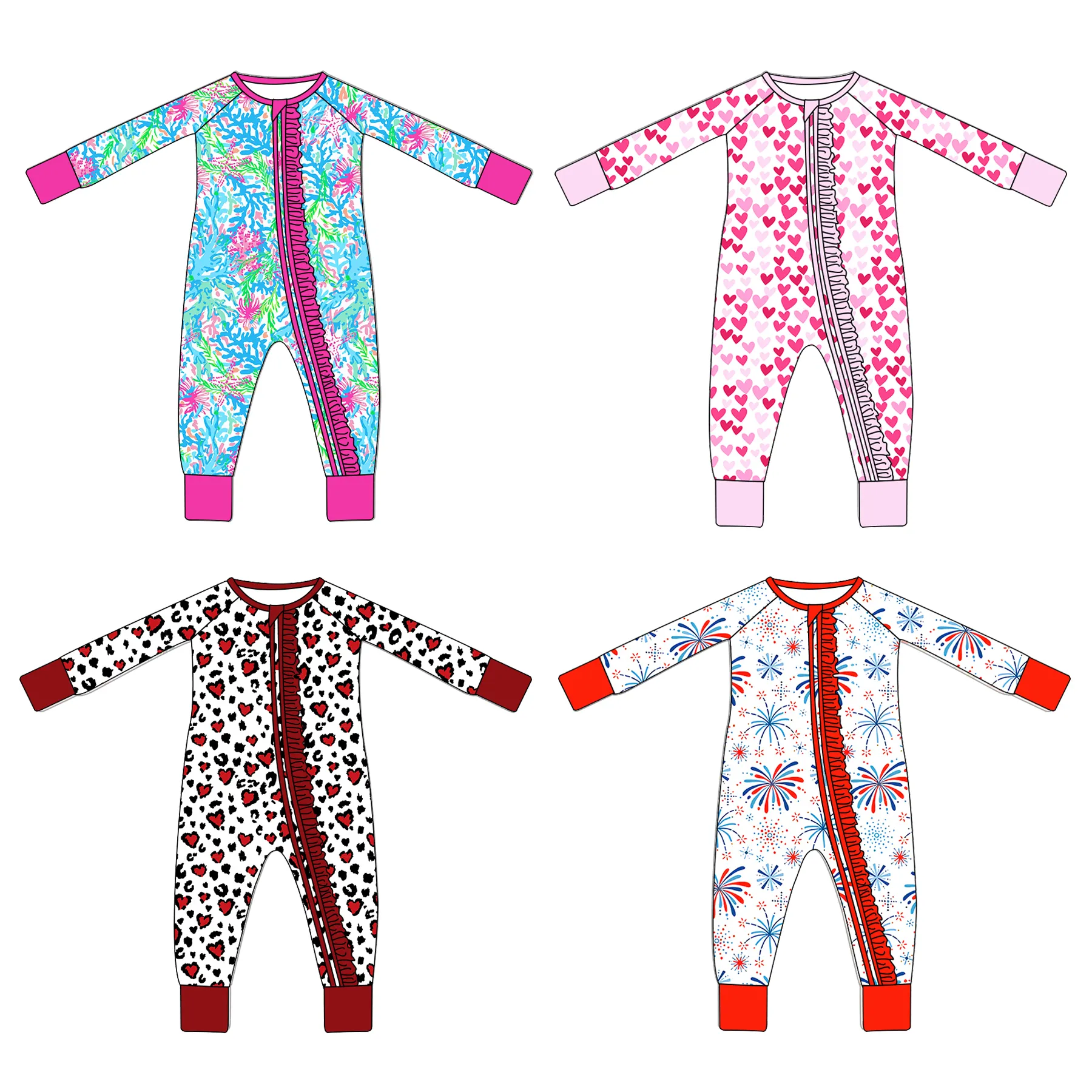 Custom New Born Baby Clothes Sets 0-3 Months For Baby Girls Floral Designs Bubble Rompers 6-12 Months Baby Clothing Sets
