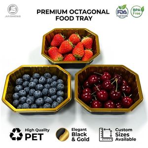 Barquette en plastique PET dorée de luxe pour fruits, jetable, pour supermarché - Product Image 1