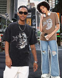 T-shirts graphiques décontractés pour hommes, coupe oversize, manches courtes, tricotés, imprimés, style vintage hip-hop streetwear, effet délavé, anti-plis, respirants - Product Image 4