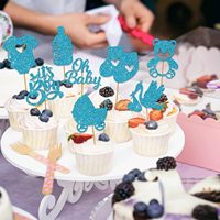 Teddybär-Kuchendekoration zum Einstecken mit Glitzer für Baby-Geschlechtsenthüllung, Geburtstagsfeier, Badezusammenkunft, 8 Stück pro Beutel