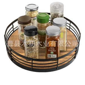 Kitchen cabinet <b>rotating</b> solid wood storage <b>rack</b> tray wooden <b>spice</b> turntable storage <b>rack</b> desktop <b>rack</b> desktop <b>rotating</b> <b>rack</b> - Product Image 5