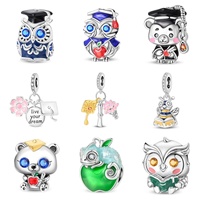 Nouveauté 2026 Perle pendentif breloque en argent, motif fleurs de printemps, de graduation et de naissance, avec zircon, compatible bracelet à breloques, pour cadeau, en promotion