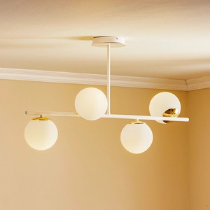 Lampe de plafond moderne Sputnik en verre blanc et laiton doré, <span class=keywords><strong>globe</strong></span>, <span class=keywords><strong>luminaire</strong></span> pour salle à manger - Product Image 1