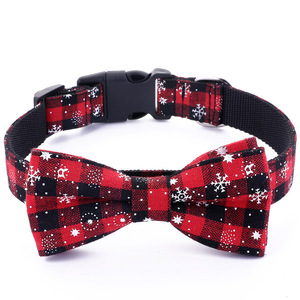 Collier pour animaux de compagnie, en Polyester, à carreaux rouge, accessoires pour chiens, avec nœud papillon amovible pour petits, moyens et grands chiots - Product Image 5