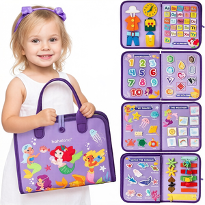 <span class=keywords><strong>Livre</strong></span> sensoriel interactif <span class=keywords><strong>Montessori</strong></span> en feutre doux pour les tout-petits - Activité éducative et adapté aux voyages - Product Image 4
