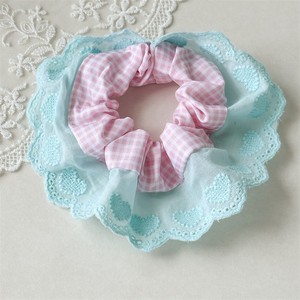 Coletero de Algodón Estilo Dulce, Cuadros Rosa y Azul, 16cm, Diadema Elástica Casual para Mujer - Product Image 5