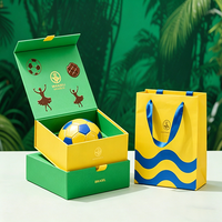Boîte cadeau personnalisée jaune et verte avec couvercle et base, impression bicolore et sac en papier assorti pour la vente en gros de cadeaux