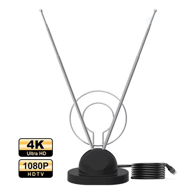 Indoor High Gain Hf Vhf Uhf TV Antenna Multi-band 4k Free Digital Telescopic Aerial Signal Booster Digital Home TV Antennas