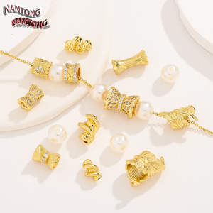 Nantong Gold Plated Copper <b>Beads</b> Mixed Shapes With Cubic Zirconia For Bracelet Making DIY Jewelry Accessories - Product Image 2