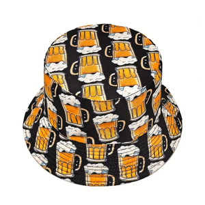 Nouveau Style extérieur soleil été Double côtés Panama casquette <span class=keywords><strong>pour</strong></span> hommes femmes pêcheur chapeaux drôle impression motif dessin animé bière seau chapeau - Product Image 3