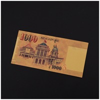 Carte de collection souvenir en plastique personnalisable en gros, avec feuille d'or 24K, représentant des billets de banque Euro 1, 2, 5, 10, 20, 100 et des billets de banque de Singapour