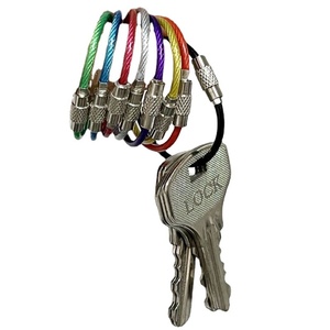 Keychain Tag Rope Metal Wire <b>Cable</b> Loop Screw <b>Lock</b> Gadget Ring Key Keyring Circle Camp Fittings - Product Image 3