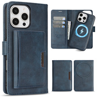 Étui de protection pour 17 Pro Max avec recharge sans fil, en cuir PU animalier, trois-en-un, porte-cartes, support magnétique invisible