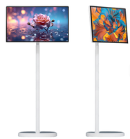 Écran tactile intelligent LED 120Hz, affichage numérique, téléviseur Android, système alimenté par batterie, téléviseur LCD portable, roues, affichage mobile, intérieur