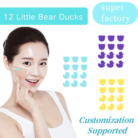 Patchs Hydrocolloïdes Anti-Acné Little Bear Duck Marque Blanche, Sans Cruauté Animale, 12 Patchs, Traitement de l'Acné du Visage pour Adolescents, Tous Types de Peau