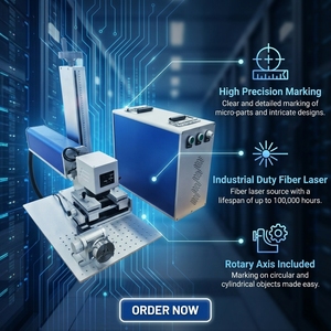 Nuevo Grabador Láser de Fibra de 30W Mejorado con Eje Rotatorio para Aplicaciones de Marcado Industrial, Soporte de Eje Rotatorio Incluido - Product Image 1