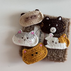 Handgemachte Häkel arbeit Sweet Cartoon Kaffee Brown Welpe Katze Tier Thema Gestrickte Haarnadel Seite Pony Haars pange für Frauen Mädchen - Product Image 3