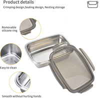 Ensemble de 3 boîtes à lunch Bento de 350 ml, 550 ml et 850 ml en acier inoxydable 304, hermétiques, avec couvercles en PP