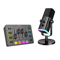 Microphone dynamique USB XLR KS5 48V 50-16kHz cardioïde stéréo pour podcast, bundle avec interface audio et carte son filaire pour enregistrement PC en studio