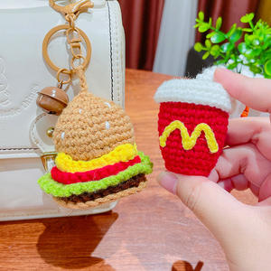 Ruunjoyクリエイティブニットキーチェーン漫画DIYバーガーアイスクリームペンダントキーホルダーチャーム手作りペンダント女の子用かわいいギフト - Product Image 4