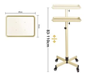 Chariot <span class=keywords><strong>de</strong></span> salon <span class=keywords><strong>de</strong></span> coiffure moderne à hauteur réglable avec roues à plateau en or Chariot <span class=keywords><strong>de</strong></span> travail Mobilier <span class=keywords><strong>de</strong></span> salon contemporain - Product Image 3